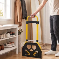 HOMCOM Carrinho Dobrável com Pega Telescópica Ajustável, Carga até 60 kg, com Rodas, para Garagem, Amarelo(m-4)