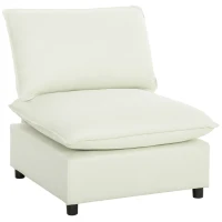 HOMCOM Fauteuil de salon, canapé 1 place moderne sans accoudoirs avec assise large, coussins épais, 146x85x78cm, crème(m-12)