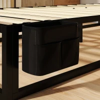 HOMCOM 12 Slats Metal Platform Bed Frame, 3ft Single Bed Frame with Storage Bag and Anti-Slip Pads, Black(m-12)