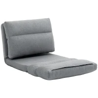 HOMCOM 3-in-1 opklapbare slaapstoel, slaapbank met bedfunctie in linnenlook – omvormbaar tot logeerbed, gestoffeerde relaxstoel en vloermatras voor woonkamer of slaapkamer, grijs(m-1)