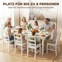HOMCOM Eettafel voor 8 personen, moderne keukentafel met massiefhouten poten, 180 cm, crème(m-4)