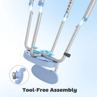 HOMCOM Tabouret de Douche Ronde Pivotant 360°, Hauteur Réglable, Dossier, Pieds Antidérapants, 38,5x37,5x75cm, Bleu Clair(m-9)