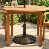 Outsunny Pied de parasol rond base de lestage Ø 48 x 34 cm résine imitation rotin poids net 14 Kg noir bronze(m-8)
