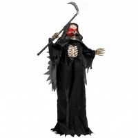 HOMCOM 170 cm Halloween Animierte Sensenmann Deko mit Sound- und Berührungsaktivierung, leuchtenden Augen und Brustkorb(m-11)