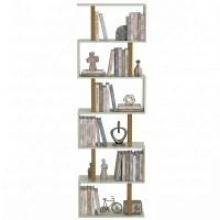 HOMCOM S-Shaped Bookshelf, 5-Tier Bookcase, Freestanding Storage Shelves with Anti-Tip Strap for Living Room, Light Green(m-15)