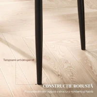 HOMCOM Set de 2 Scaune de Sufragerie Moderne cu Spătar Înalt din Piele Ecologică și Oțel, 41x50x97 cm, Negru(m-7)