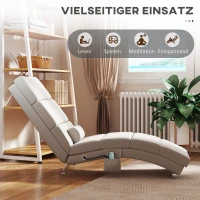 HOMCOM Elektrische Relaxfauteuil Massagestoel met Ligfunctie, Warmte, Vibratie en Lendenkussen, 56 x 168 x 84 cm Crèmewit(m-6)
