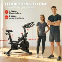 SPORTNOW Heimtrainer Fahrrad Höhenverstellbar Hometrainer mit APP Magnetwiderstand LCD-Monitor verstellbar Lenker Handyhalter(m-7)