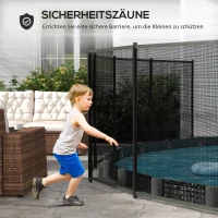 Outsunny Zwembad Veiligheidshek, Zwembadhek voor Kinderen, 4-delig, Aluminium/Texteline, 365 x 126 cm, Zwart(m-4)