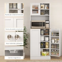 HOMCOM Alacena de Cocina con 3 Puertas Estantes Ajustables y Estantes en la Puerta para Comedor Salón 60x35x169 cm Blanco(m-7)