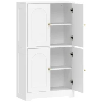 Homcom Alacena de Cocina, Armario Alto con 2 Estantes Ajustables, Aparador con 4 Puertas Abovedadas 60X30X110 cm, Blanco(m-1)