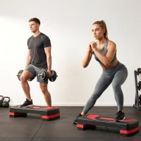 HOMCOM Aerobic-stepper, in hoogte verstelbaar, voor binnen en buiten, draagvermogen tot 150 kg, 80 x 31 x 10-20 cm, rood(m-9)
