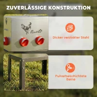 PawHut Futterautomat Hühner 18 kg Füllmenge mit abschließbarer Deckel verstellbarer Beine 6 Öffnungen 42x25x55,5 cm Silber(m-8)