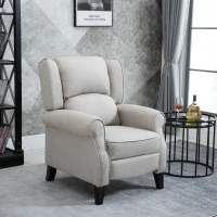 HOMCOM Sillón Relax Manual en Lino Sintético con Reposapiés Retráctil 150 kg 77x88x102 cm Gris Claro(m-10)