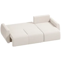 HOMCOM Slaapbank met omkeerbare chaise longue, L-vormige 3-zitsbank in velours, crème wit(m-1)