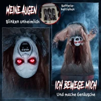 HOMCOM Animierter Halloween-Geist mit gruseligen Schreien, leuchtenden Augen, per Geräusch/Berührung aktiviert(m-4)