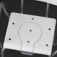 HOMCOM Silla de Ducha 3 en 1 con Respaldo y Apoyabrazos Altura Ajustable y Pies Antideslizantes Blanco(m-6)