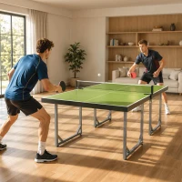 HOMCOM Tavolo da Ping Pong Pieghevole per Interni, Tavolo Ping Pong con Rete, Montaggio Non Richiesto, 182x91 cm, Verde(m-8)