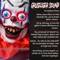 HOMCOM 167 cm lebensgroße animierte Halloween-Clown-Deko mit Sound- & Berührungsaktivierung(m-7)