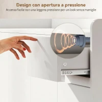 HOMCOM Scarpiera Ingresso in Legno con 4 Ante Design Push-to-Open, Ripiani Regolabili, Cassetto, 3 Vani Aperti, Bianco(m-6)
