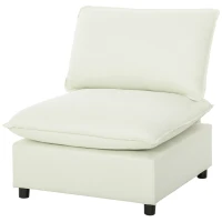 HOMCOM Fauteuil de salon, canapé 1 place moderne sans accoudoirs avec assise large, coussins épais, 146x85x78cm, crème(m-13)