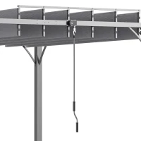 Outsunny Cenador de Jardín 3x3 m con Diseño de Lamas Superior Giratorio hasta 135° Protección UV 50+ y Marco de Aluminio Gris(m-10)