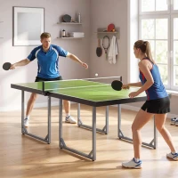 HOMCOM Tavolo da Ping Pong Pieghevole per Interni, Tavolo Ping Pong con Rete, Montaggio Non Richiesto, 182x91 cm, Verde(m-9)