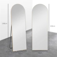 HOMCOM Spiegel voor het hele lichaam 50 x 150 cm staande spiegel grote wandspiegel randloos voor woonkamer, goudkleurig(m-3)