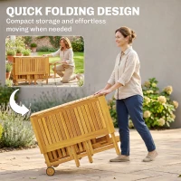 Outsunny 7 Pieces Garden Dining Set, Extending Dining Table and 6 Folding Chairs with Umbrella Hole for Patio, Natural Wood(m-8)