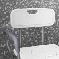 HOMCOM Silla de Ducha 3 en 1 con Respaldo y Apoyabrazos Altura Ajustable y Pies Antideslizantes Blanco(m-5)