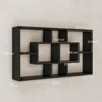 HOMCOM Étagère murale bibliothèque 8 cubes, meuble de rangement, design moderne, 85 x 14,5 x 47,5 cm, noir(m-3)