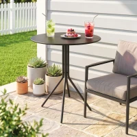 Outsunny Beistelltisch Garten Ø60 x 71 cm wetterfester Gartentisch mit Fußpolster, Rund Stahl 30kg belastbar(m-9)