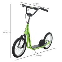 HOMCOM Trottinette patinette pour Enfants à partir de 5 Ans Grands pneus Guidon réglable poignée Frein et béquille Acier Vert(m-3)