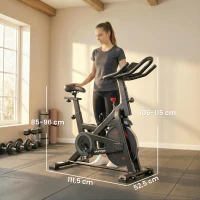 SPORTNOW Vélo d'Appartement Silencieux avec Résistance Réglable, APP Connectez via Bluetooth, Écran LCD, 111,5x52,5x114,5cm, Noir(m-3)