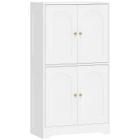 Homcom Alacena de Cocina, Armario Alto con 2 Estantes Ajustables, Aparador con 4 Puertas Abovedadas 60X30X110 cm, Blanco(m-11)