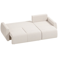 HOMCOM Schlafsofa mit Umkehrbarer Chaiselongue, L-förmiges 3-Sitzer Sofa aus Veloursbezug, Cremeweiß