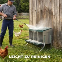 PawHut Legenest für Hühner, Abrollnest mit Belüftungslöchern, 3 Fächer, Hühnernest für 3 Hühner, 84 x 55 x 61 cm, Silber(m-7)