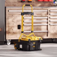 HOMCOM Carrinho Dobrável com Pega Telescópica Ajustável, Carga até 60 kg, com Rodas, para Garagem, Amarelo(m-5)