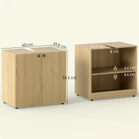 HOMCOM Meuble sous lavabo, meuble de salle de bain 2 portes à fermeture amortie, étagère réglable, 60x39,8x58,5cm, bois naturel(m-3)