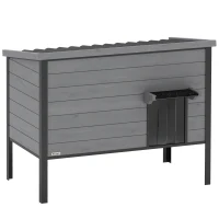 PawHut Wetterfest Katzenhaus mit aufklappbarem Dach herausnehmbarem Boden Eingang für 1-2 Katzen bis 12 kg 85x55x70 cm Hellgrau(m-1)