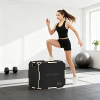 SPORTNOW Boîte pliométrique 3 en 1 en bois pour entraînement au saut antidérapant et sans coins noir(m-8)