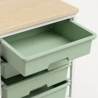 HOMCOM 6-Tier Storage Trolley on Wheels, Metal Kitchen Rolling Cart with 5 Pull-Out Drawers, Green(m-10)