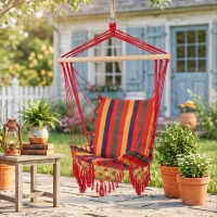 Outsunny Amaca Sedia Sospesa in Poliestere, Colorata, 100x60x100cm(m-8)
