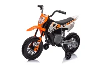 AIYAPLAY Moto Eléctrica para Niños 12V 2 Motores Suspensión Trasera Ruedas de Apoyo Desmontables Música Niños 3-6 Años Naranja(m-2)