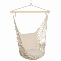 Outsunny Amaca da Giardino in Corda Shabby Chic per Interni ed Esterni Bianca(m-1)