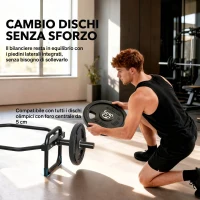 SPORTNOW Barra Olimpica Esagonale 5cm con Capacità 300kg, Design Facile da Caricare per Panca, Stacchi, Scrollate, Squat e Trasporti del Contadino(m-6)