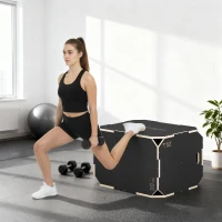 SPORTNOW Boîte Plométrique 3 en 1 en Bois pour Entraînement au Saut, Antidérapant et sans Coins, 76x61x51cm, Noir(m-11)