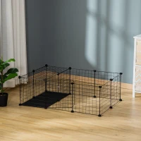 PawHut Enclos pour petits animaux parc pour lapins, cochons d'Inde et rongeurs modulable, noir(m-10)