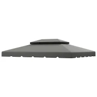 Outsunny Toldo de Recambio para Cenador 4x3 m con Techo Doble Orificios de Drenaje Solo Toldo NO Incluye Marco Gris Claro(m-11)