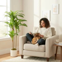 HOMCOM Kunst Dracaena Boom 120 cm met flexibele stammen en witte pot voor woonkamer, slaapkamer of kantoor(m-2)